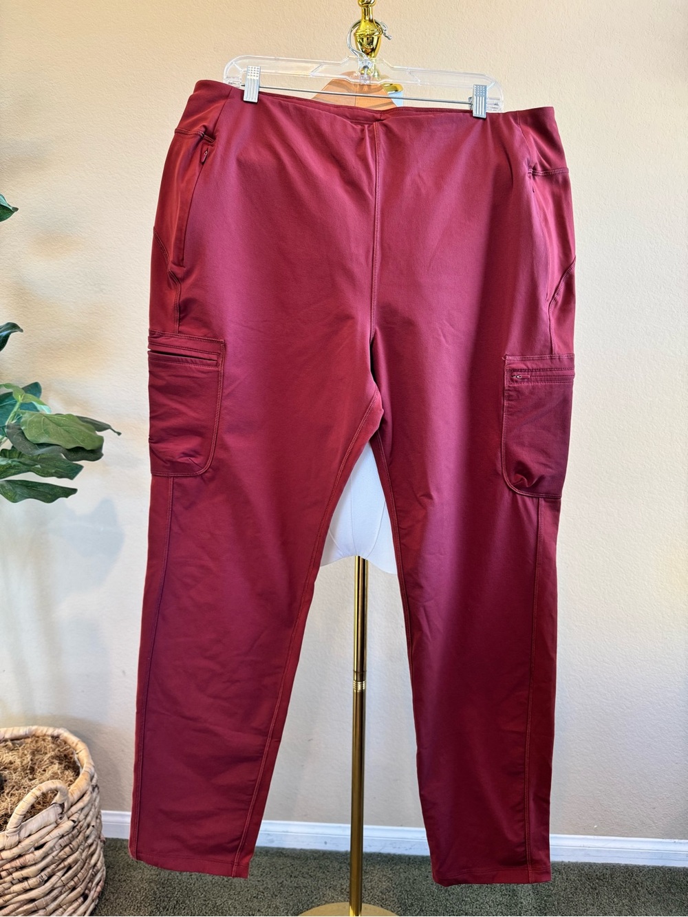 Duluth Women Flexpedition NOGA Classic Pants (Sz XL Long) Red Pullon Pocket Hike